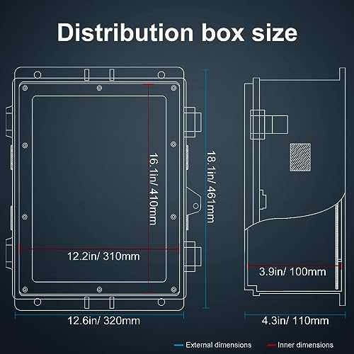 Image of Namunanee Outdoor Electrical Junction Box, ABS Water Resistant Enclosure with Internal Mounting Panel & Hinged Cover (18.1 inch H* 12.6 inch L* 4.3 inch W)
