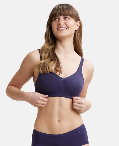 Image of Jockey FE41 Women Wirefree Non Padded Super Combed Cotton Elastane Stretch Full Coverage Everyday Bra with Concealed Shaper Panel