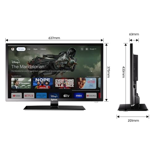 SYLVOX 27 Zoll (68.6cm) Android 11 Smart TV für Wohnmobile,LKW, 1080P 60hz Eingebauter DVD Player 12V Fernseher Google Play,Google Assistant,HiFi Lautsprecher Camping Reise TV,Triple Tuner,Caravan TV – Bild 4
