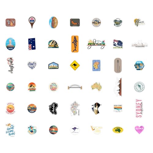 BulbaCraft Australia Stickers for Water Bottle and Laptop - Australia Party Supplies & Decorations, Waterproof Vinyl Decals, Australian Flag and Culture Stickers, Gifts for Women & Men