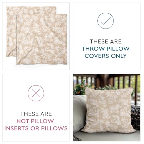 Image of Encasa XO Chambray Cotton Floral Cushion Covers | Red (Set of 2) I 16 inchx16 inch (40x40 cm) I Covers Only, No Insert I Decorative Floral Square Pillowcase I Machine Washable