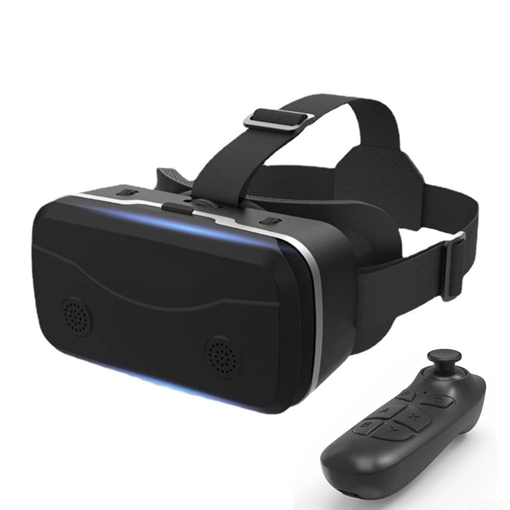 Cuffie VR per telefono con controller, lenti HD anti-luce blu, occhiali per realtà virtuale, esperienza cinematografica 3D immersiva (nero)
