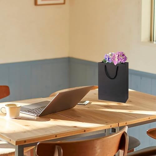 Image of Amit Marketing Black Paper Carry Bag|250 Gsm Kraft Matt Lamination Paper Bags With Braided Cotton Handle|For Return Gifts Carrying Packaging Shopping Grocery Parcel Take Out - L10Xw4Xh12 Inch (50 Pcs)