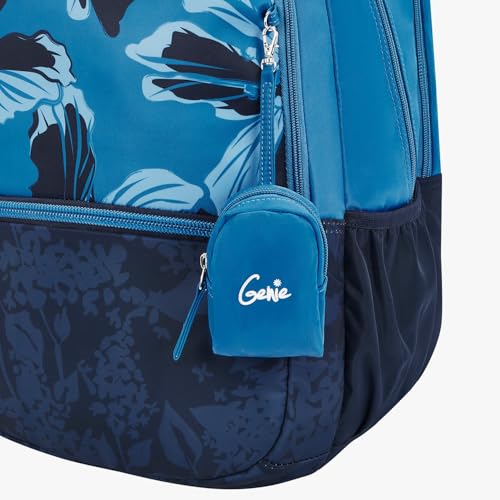 Image of Genie Backpack for Girls Laptop Sleeve, Three Compartments and Organiser with Padded Shoulders |Best for Books,Stationery,Lunch Box & Essentials