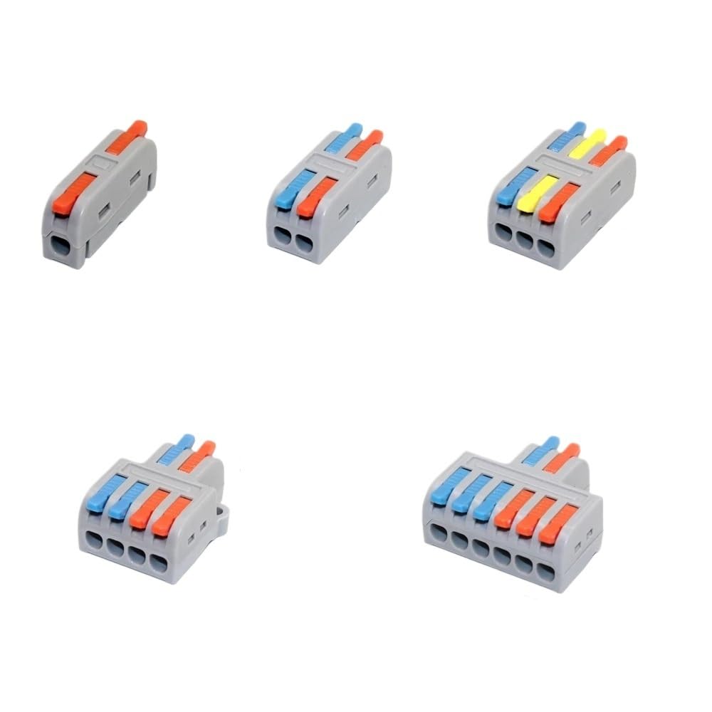 10/50 connettori per cavi di cablaggio rapido mi ni tutti i conduttori elettrici splitter compatti push-in morsettiera domestica (M62, 50 pezzi)