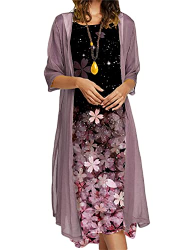 Minetom Damen Spitzenkleid Drucken Cocktailkleid Festliche...