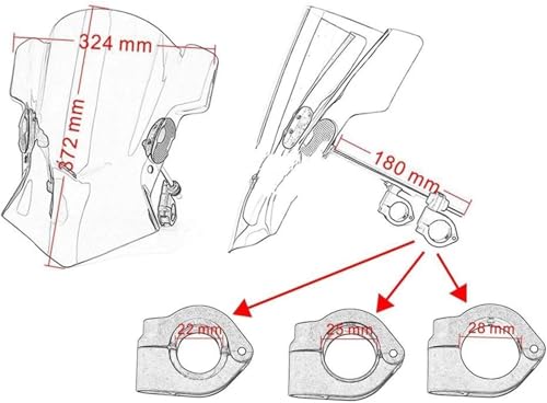 Pare-brise de moto avec déflecteur réglable noir anti-turbulence - 2