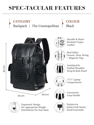 Image of FUR JADEN Vegan Leather Stylish 15.6 Inch Premium Laptop Backpack for Office & Travel