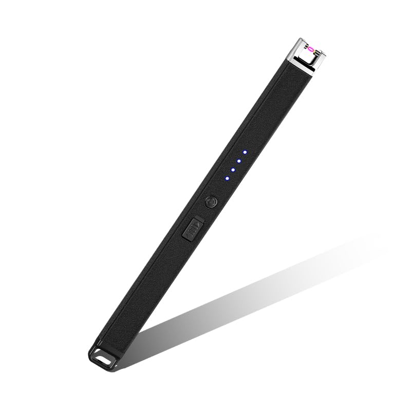 Candle Lighter Electric Arc Lighters for Candle, Long Neck Flameless & Windproof Rechargeable USB, Camping BBQ (Black)