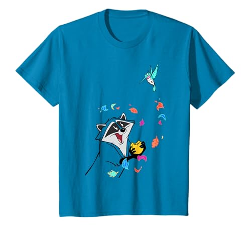 Disney Pocahontas Meeko Flit Colorful Leafs T-shirt d'automne T-Shirt