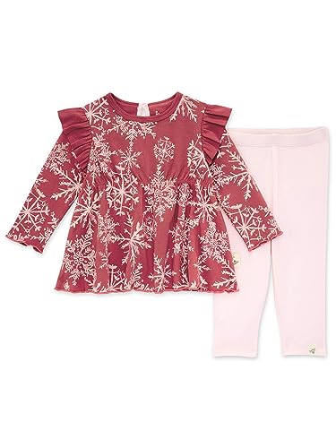 Image of Burt's Bees Baby Baby Girls Top and Pant Set, Tunic and Leggings Bundle, 100% Organic Cotton