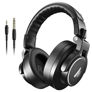 MAONO Professionelle Studio Kopfhörer, Kopfhörer Over Ear mit 6,35 & 3,5mm Abnehmbarem Kabel, Geschlossene Design, 50 mm Treiber, für DJ, Podcasts, Handy, PC, Mikrofon, Gitarre, MH700 Schwarz