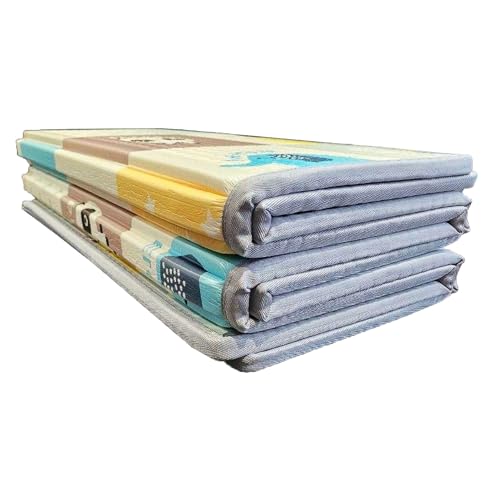 Image of Baby Play Mat — 0.8 inch Thick Waterproof, Foldable, Reversible Non-Slip Large Toddler Crawling Mat for Floor, Tummy Time, Activity Gym, Indoor & Outdoor w/Travel Bag (Animals/Bear, 79x71x0.8)
