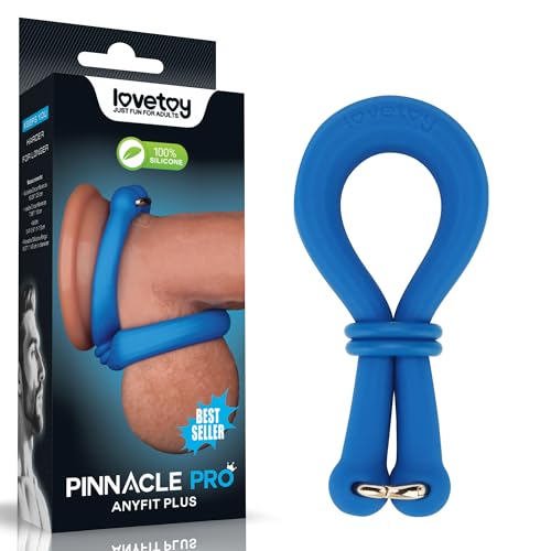 AnyFit Plus Blue Adjustable Silicone Stretcher Ring Dual Loop Cock Ring & Ball Stretcher Erection Enhancer Body Safe Comfortable Design Sex Toys for Men Multi-Functional Pleasure & Stimulation
