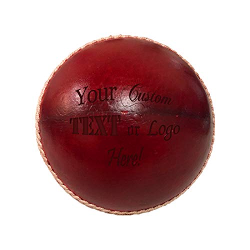 Hat Shark Custom Customized Personalized Red Leather Cricket Ball Gift - Your Message Engraved