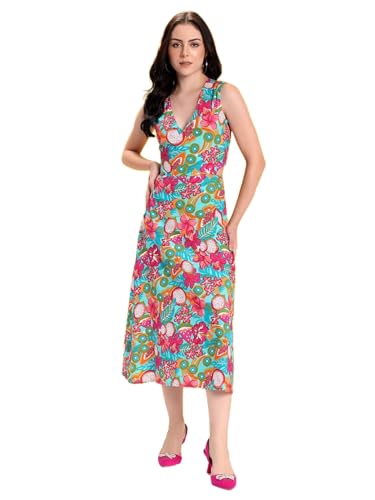 Image of KOTTY Women's Flowy Midi Round Neck Plus Size Dress