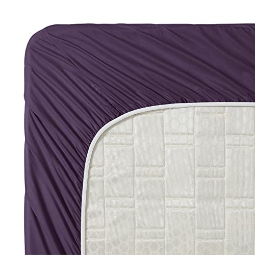 Image of Clara Clark Premier 1800 Collection Single Fitted Sheet, Queen, Eggplant Purple
