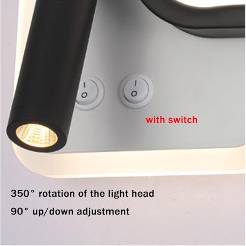 Luz de pared para leer en la cama con interruptor accesible y foco ajustable LED 5