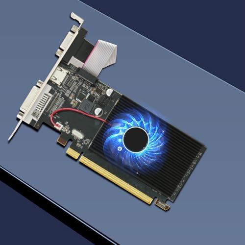 Image of POENVFPO R5 230 Slim Graphics Card For Work Video Edition, 2 GB 64 Bits VGA DVI HD Multimedia Interface, For Office PC, Metal Material