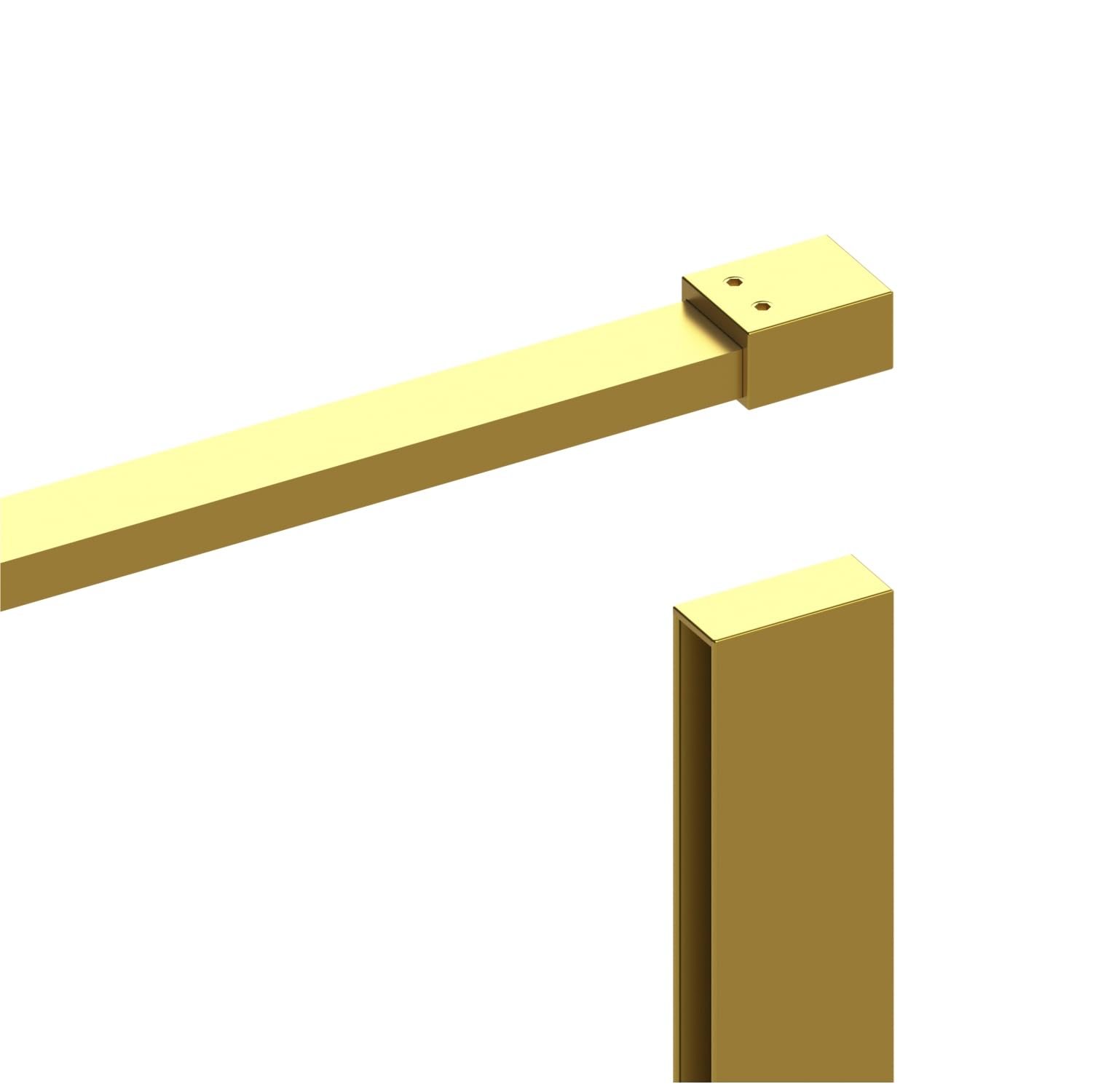 Wandanschlussprofil Wandprofil für Dusche Duschwand Glas U-Profil aus Aluminium mit Stabilisationsstange Stabilisierungsstange Duschkabine Stabilisator Aluminium Gebürstetes Gold für Glasstärke 8 mm
