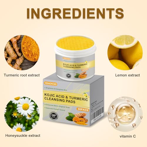Turmeric Cleansing Pads,Kojic Acid Pads The Body's Skin, Helps Balance Skin Oil and Water 50 PCS LXQ - Image 5