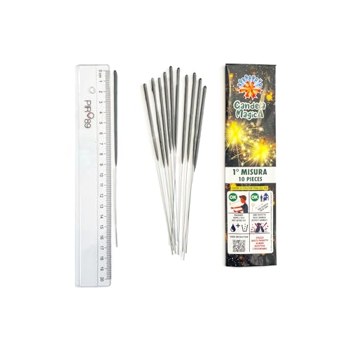 PIRO89-200 pz Candeline Misura 16 Cm scintille prima misura Bastoncino Luminoso Stelline Festa. Righello incluso. CATEGORIA FUOCHI D'ARTIFICIO f1 (K1 / Cat.1)
