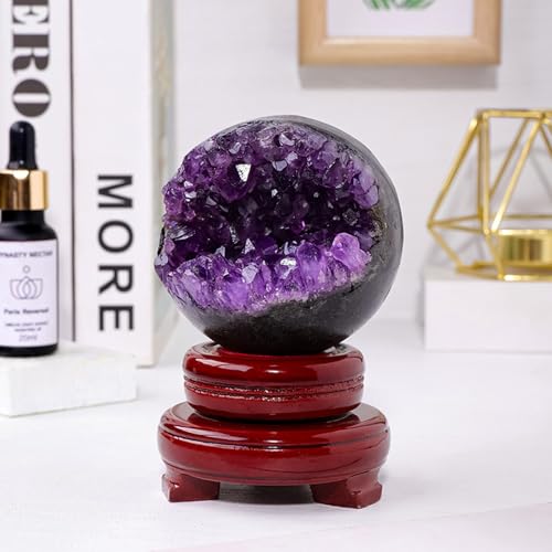 Améthyste geode crystal ball avec socle quartz sphere 60-65mm