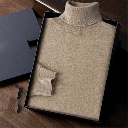 Men's 100 Percent Cashmere Sweater Turtleneck Knit Pullover Loose Warm Business Casual Solid Top3