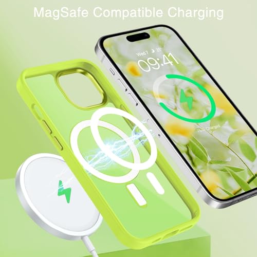 BENTOBEN Compatible with iPhone 15 Plus Case, Translucent Matte Slim Shockproof Magnetic Phone case [Compatible with MagSafe] Women Men Girl Boy Protective Cover for iPhone 15 Plus, Fluorescent Green by BENTOBEN - Used condition - Image 3