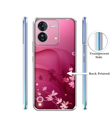 Image of Casotec Pink Abstract Design Printed Silicon Soft TPU Back Case Cover for iQOO Z9 5G