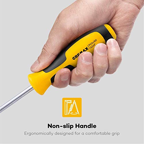 Magnetic Screwdriver Set 10 PCS, CREMAX Professional Cushion Grip 5 Phillips and 5 Flat Head Tips Screwdriver Non-Slip for Repair Home Improvement Craft