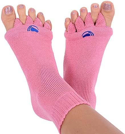 My Happy Feet Foot Alignment Socks with Toe Separators | for Men or Women | Pink - (Medium)