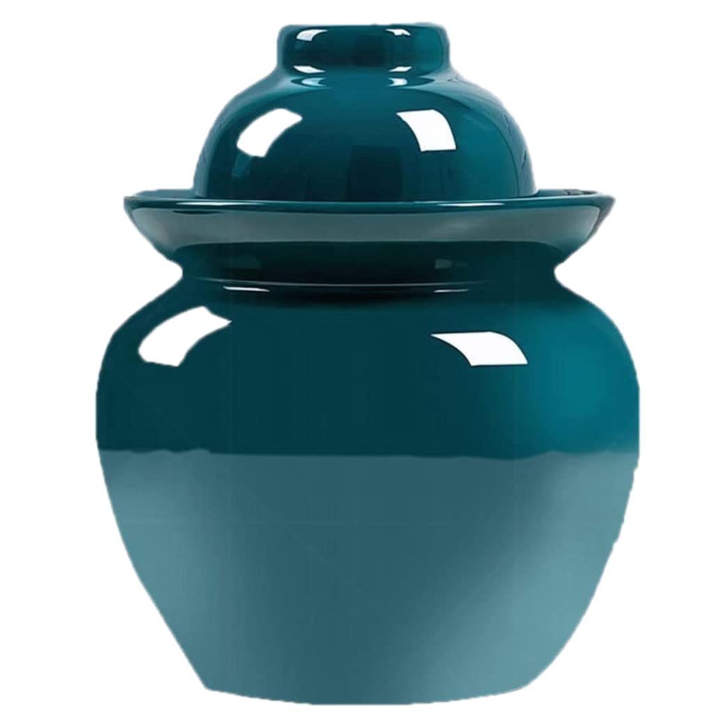 Niebieski porcelanowy słoik do wytrawiania, tradycyjny chiński garnek do fermentacji ceramicznej, garnek Kimchi z pokrywką do przechowywania żywności, uszczelka wodna pokrywa śluzy do kiszonej