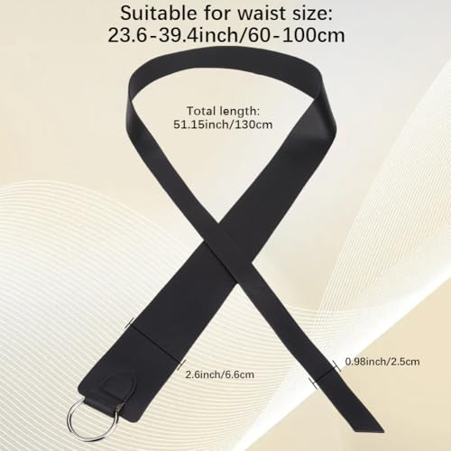 1Pc Wide Black Pu Leather Waist Fashion Soft Thick Skinny Belt Ladies Vintage Tie a Knot Waistband with Silver Ring for Women Jackets Shirts Dresses Sweater Clothes Suits Coat Accessories2