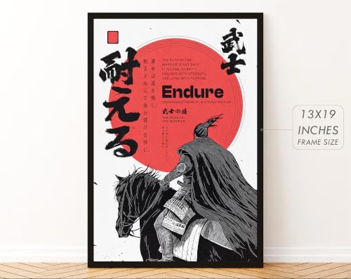 Image of Gamya Framed Japan Samurai Theme Motivational Quote Posters For Office, Living Room, Bedroom Wall Decor - Aesthetic Room Decor (13x19 Inches) (BF (RE))