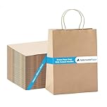Nationwide Paper 100 Pcs Brown Paper Bags with Twist Handles, Medium Plus Paper Gift Bags, Eco-Friendly Kraft Shopping, Christmas, Easter, Birthday Parties & Merchandise Retail - 20.3x26.7x10.8cm