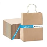 Nationwide Paper 100 Brown Kraft Party Paper Bag with Twist Handles, Extra Small Paper Bag, Biodegradable, DIY, Party, Shopping, Gifting, Grocery, Wedding, Birthday (13.3x20.3x9.5cm)