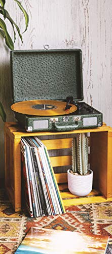 Crosley Cruiser Deluxe Portable Turntable (Green Ostrich) - Les Beatles, Paul McCartney, John Lennon, RIngo Starr, George Harrison Crosley Cruiser Deluxe Portable Turntable (Green Ostrich) – Image 3