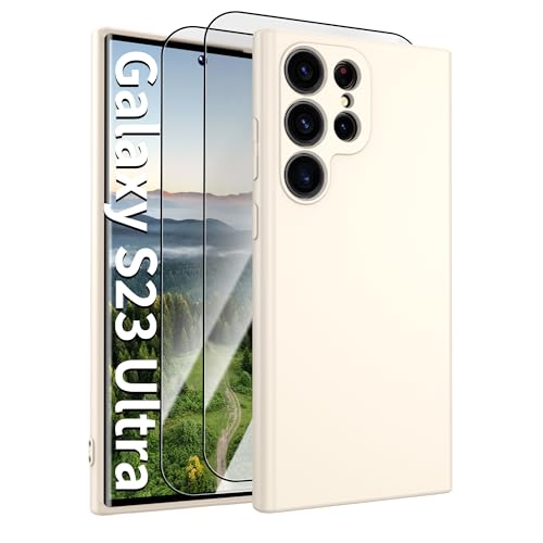 for Samsung Galaxy S23 Ultra Case,Liquid Silicone Upgrade [Soft Anti-Scratch Microfiber Lining][2 HD Screen Protector][Full Camera Protection] Shockproof Case for Samsung S23 Ultra 6.8 inch -White - image 1
