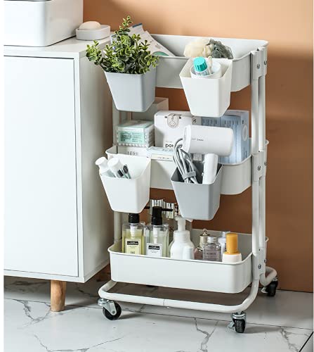 Confezione da 4 portabicchieri da appendere, cestini, accessori per carrello, 4,75 x 4 cm, contenitori da appendere, contenitori da appendere, portapenne, porta trucchi (turchese