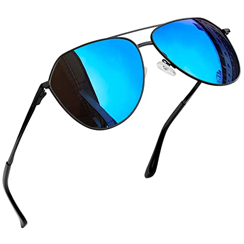 Joopin Gafas de Sol Hombre Mujer con Efecto Espejo Azul Polarizadas Protección UV400 Estilo Militar Clásico Retro Marco de Metal para Conducción Golf Playa Sunglasses Men Women