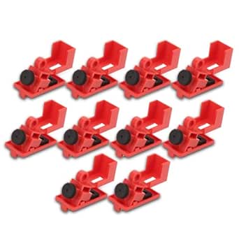 10PCS Circuit Breaker Lockout Device Clamp On Power Switch Lock Engineering Plastic Single Pole Breaker Lock Out Device for Less 16.5mm Handle