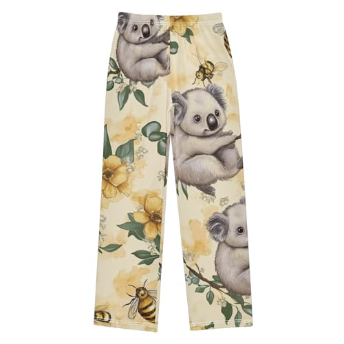 Koala and Bee Boys Long Pants Soft Trousers Elastic Waist Kids Lounge Bottoms with Pockets S-XL - Main Image