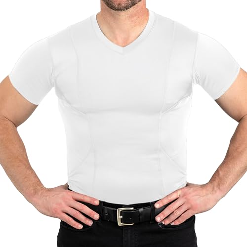 Concealed Carry Holster Shirt | Quick Access Open Pocket with Large Storage | Mens V-Neck
