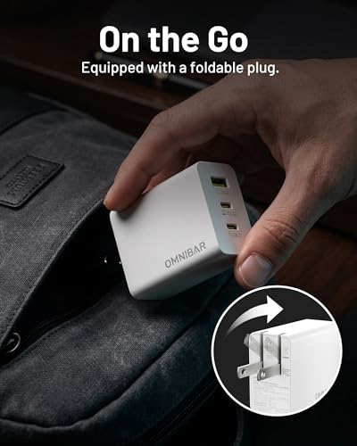 Image of 65W USB C Charger, 3-Port Foldable GaN Fast Charger with 4ft Cable | 2 USB-C PD & 1 USB-A, Compact Travel Design, Type C Charger Fast Charging, for iPhone 17 /16 /15, Galaxy S26 /S25, iPad, MacBook