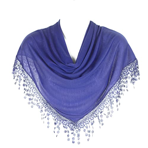 Hat To Socks Dreieckstuch mit Geklöppelten Fransen für Damen (Blue) Cover