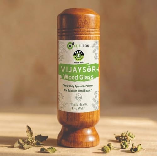 Image of CELLUTION Vijaysar Wood Herbal Glass for Diabetes, Ayurvedic Tumbler, 100 ml Capacity | Natural Finish | Sugar Control | Vijaysaar Wood Glass for Diabetic Patients