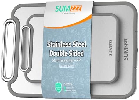 Stainless Steel Cutting Board, Double Sided Steel Cutting Board S...