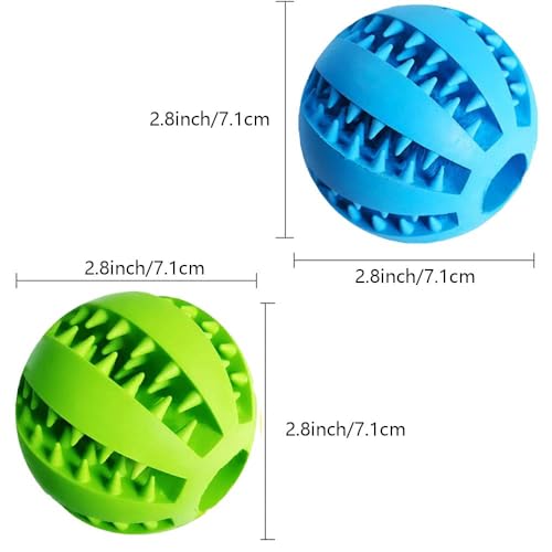 Feixun Pets Hundespielzeug Feeder Snack Ball aus Naturkautschuk Gummi - Interaktive Bälle für Hunde Ø 7.6-8.1cm Blau Grün (Type B 7.6cm Blue & Mint Green)