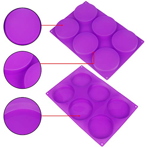 6-Cavity Large Cake Molds Silicone Round Disc Resin Coaster Mold Non-Stick Baking Molds, Mousse Cake Pan, French Dessert, Candy, Soap (Purple) - Thumbnail 4
